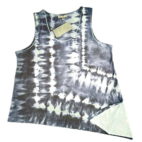 WIT & Wisdom Women's Asymmetrical Hem Tank Tie Dye Gray Size L - Picture 3 of 8